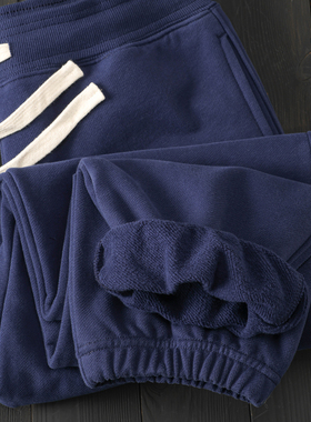 500g冬季手抓一体绒束脚卫裤 藏蓝色中高腰特宽保暖蓄热磨毛加绒