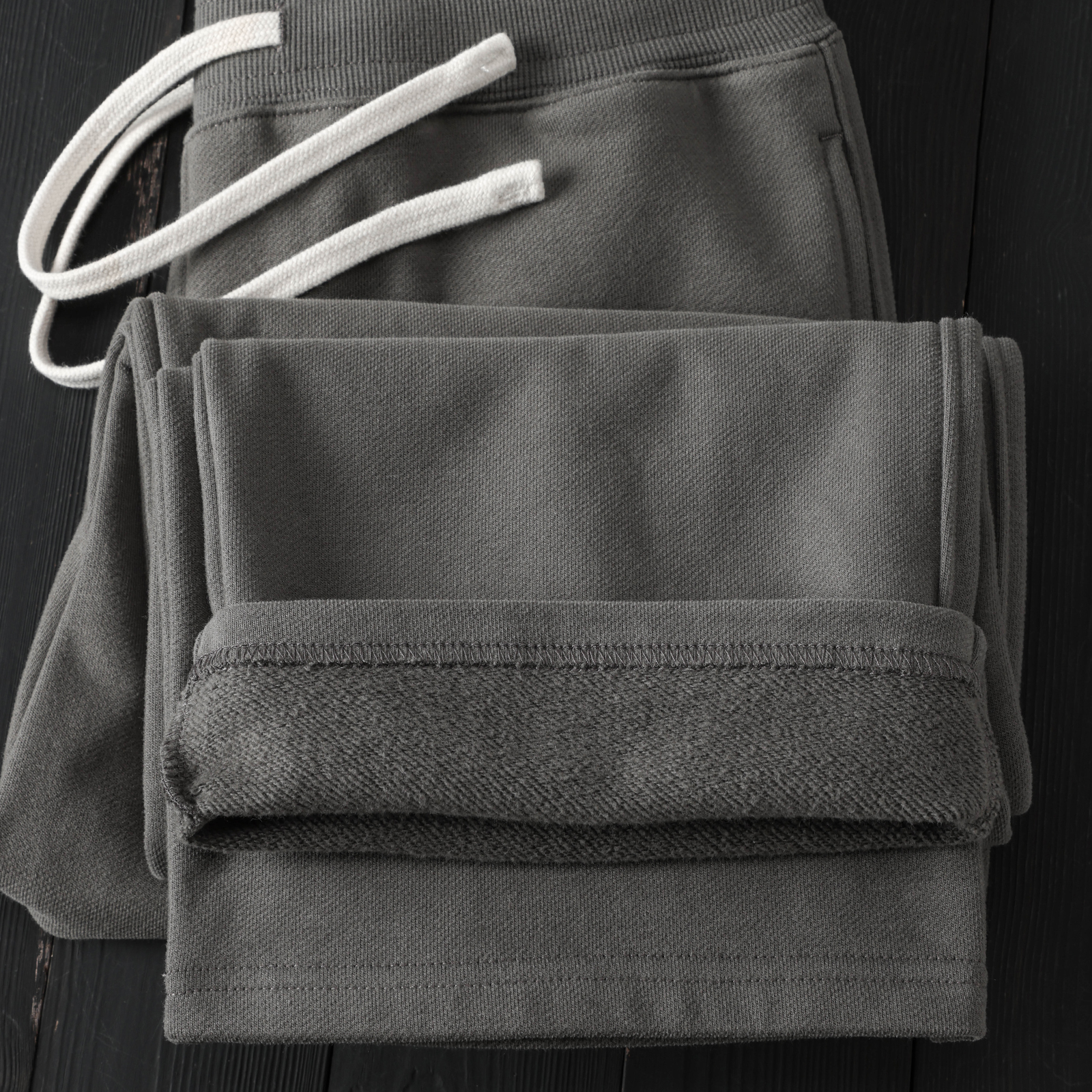 磨毛加厚一体绒松紧腰阔腿九分裤