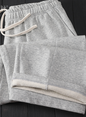 重磅弯刀大脚口直筒卫裤双股双纱柔软亲肤抗变形百搭花灰色长裤