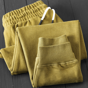 碳素磨毛紧密自发热手抓一体绒 480g茶绿色螺纹收口保暖厚实卫裤