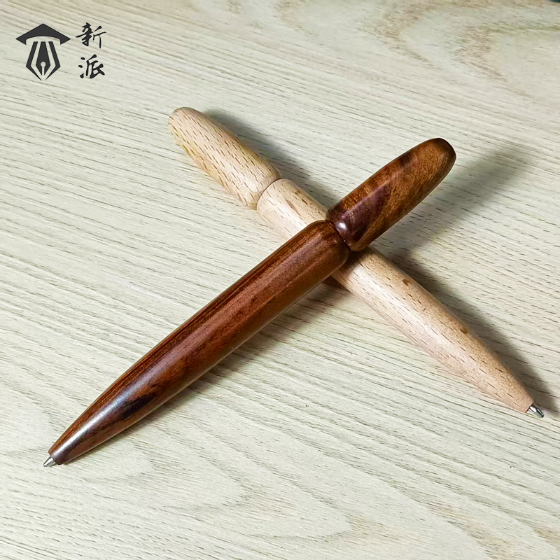 极简风实木圆珠笔人偶造型硬木原木签字笔练字笔高颜值小众定制