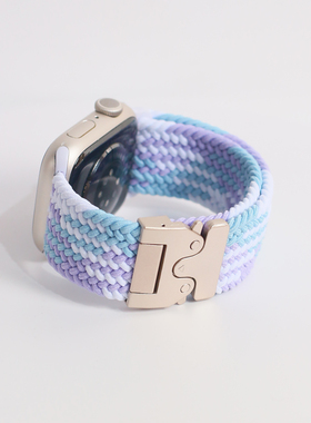 适用苹果手表表带applewatchs10987尼龙编织表带降落伞扣弹力表带