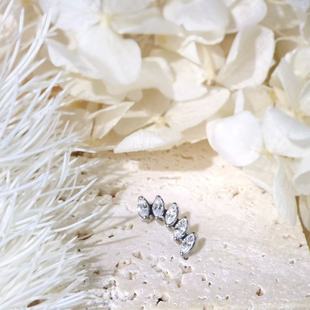 钛合金爆闪马眼连钻弧形耳钉植入级防过敏内螺纹耳蜗钉耳骨钉f136