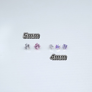 钛合金16g冰方糖 方形锆石耳钉 彩虹水果硬糖耳骨耳蜗唇钉 养耳洞