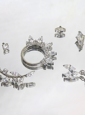 钛合金白钻套组16g水滴菱型锆石吊坠耳钉爆闪耳骨耳蜗钉防敏免摘