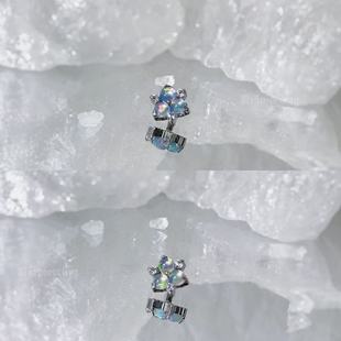 钛合金极光果冻澳宝花三瓣锆石耳钉精致小巧耳骨耳窝唇钉钉百搭