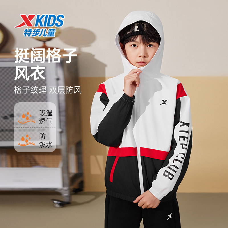 特步防泼水童装吸湿女童风衣透气图片