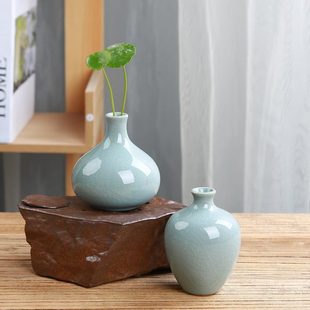 简约小号陶瓷花瓶水养绿萝铜钱草花器皿客厅家用插花摆件 创意个性