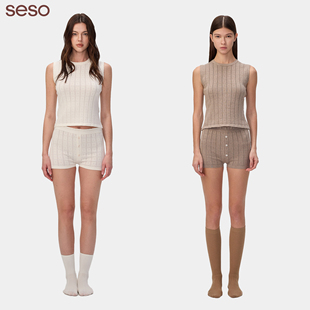 seso丨毛织无袖圆领背心短裤套装 细腻质感时尚套装百搭休闲