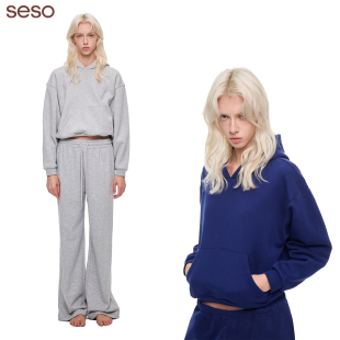 seso丨秋冬加绒套头连帽卫衣 休闲街头活力