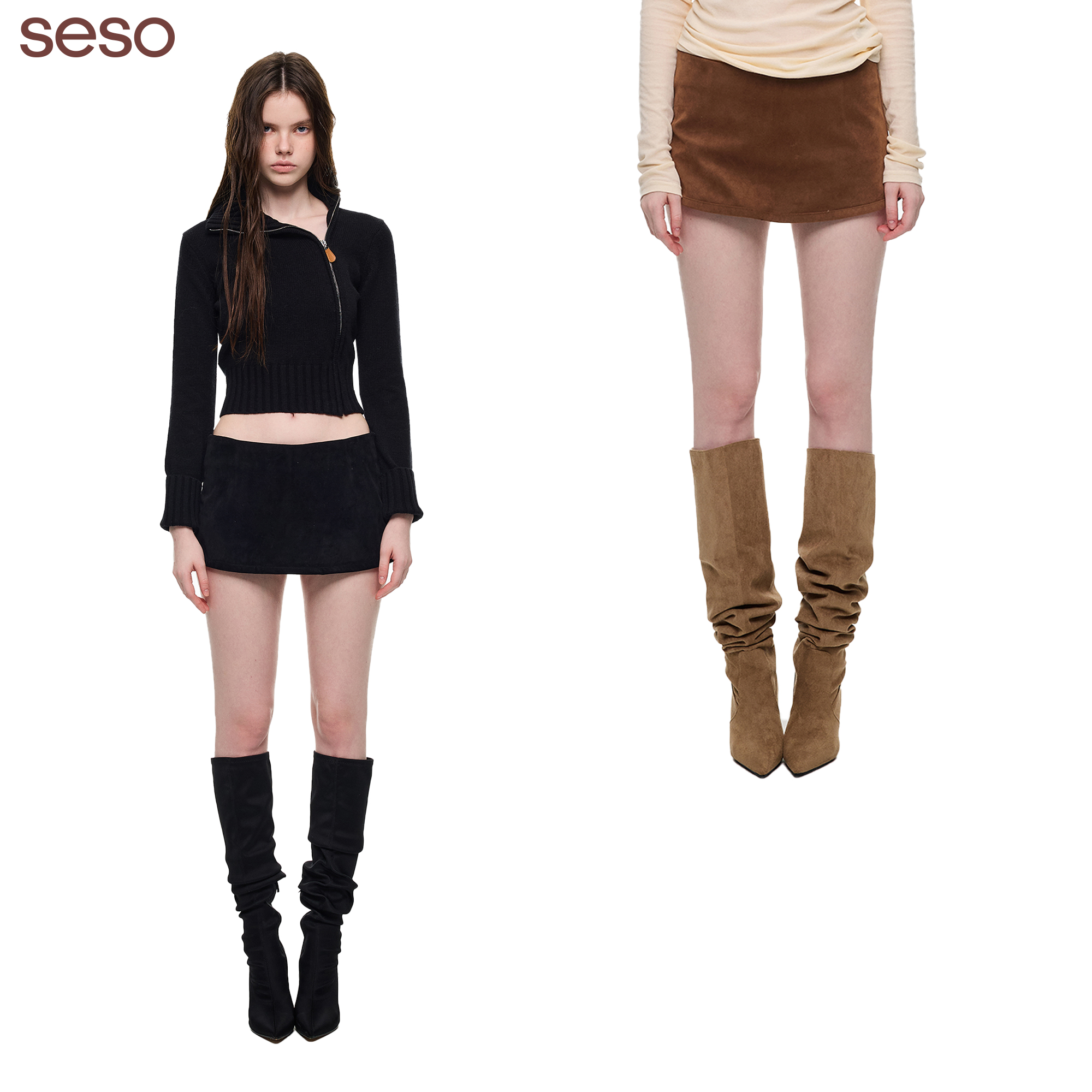 seso超短麂皮裙裤复古摩登百搭