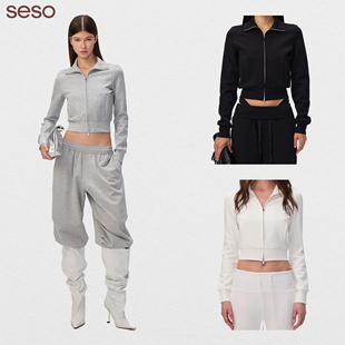 seso丨纯色双拉链立领一字袋空气层卫衣开衫 极简轮廓无季之选