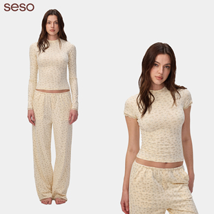 seso丨“复古碎花”圆领T恤长袖长裤套装 棉氨混纺亲肤法式浪漫