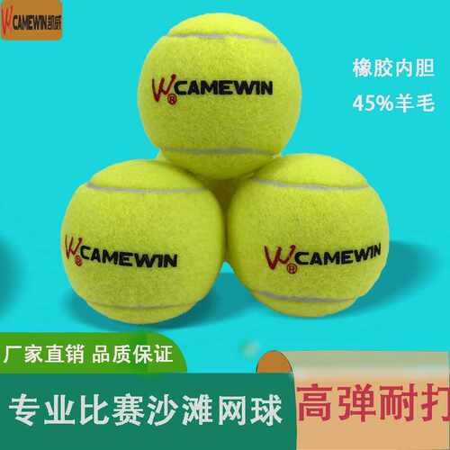 凯威/CAMEWIN沙滩网球板式网球高弹耐打休闲训练网球3个装/桶