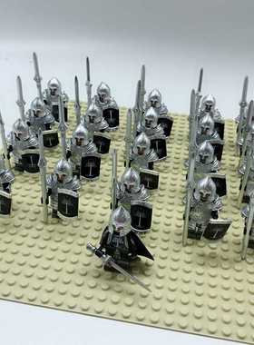 21pcs魔戒系列兵种钢铎兵人仔带盔甲拼装玩具