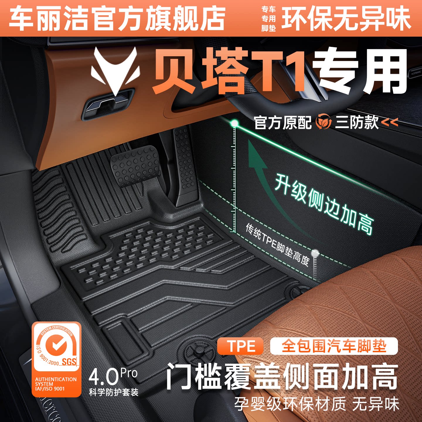 26款极狐贝塔T1脚垫汽车专用全包围TPE改装配件车内装饰用品大全