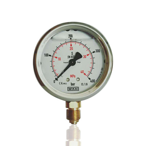 供威卡WIKA不锈钢压力表不锈钢耐震表充油径向YBN63/400BAR/G1/4