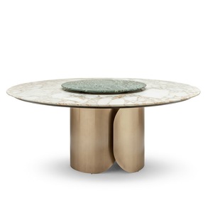 意式极简圆桌桌脚支架奢石不锈钢桌腿轻奢岩板台脚大理石餐桌底座