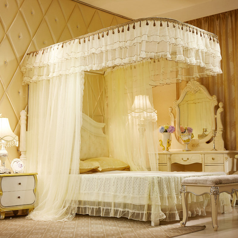 u型轨道新款导轨蚊帐1.8m床双人家用1.5米加密加厚2m2.2伸缩防蚊