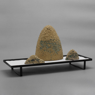 新中式现代创意陶瓷铁艺大石头摆件样板房酒店玄关书房装饰品摆设