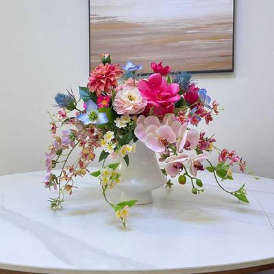 成品花艺法式宴会派对餐桌桌花餐厅彷真花装饰饭店假花酒店摆设花