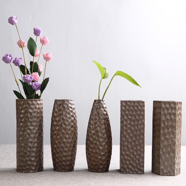 中号粗陶花瓶摆件复古简约陶瓷花器水培花插禅意日式干花简约摆件
