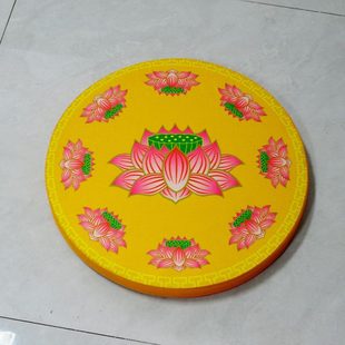 蒲团坐垫圆形简约九品莲花拜佛垫家用加厚莲花麻布印花垫子