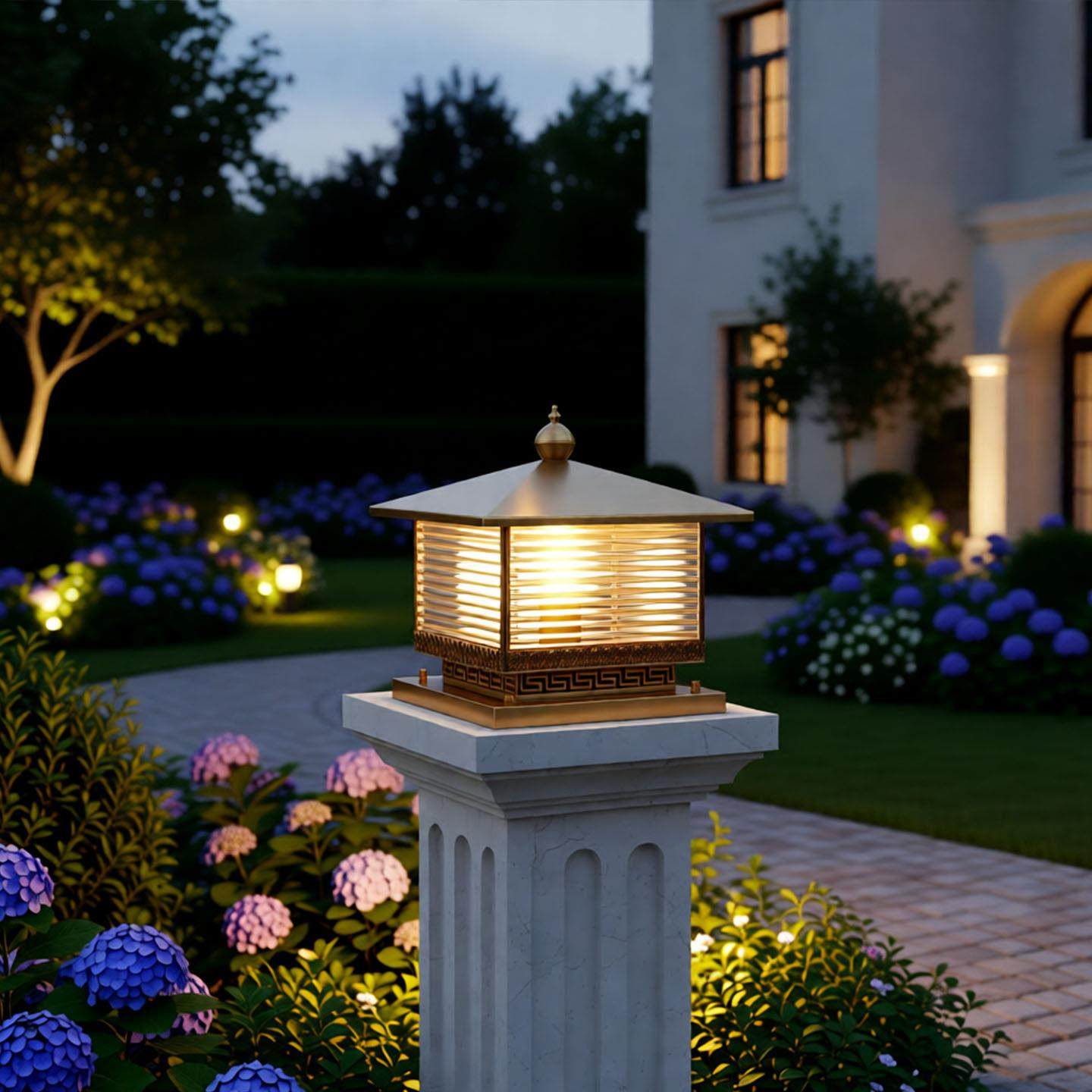 太阳能柱头灯接电两用户外防水庭院灯别墅门柱灯全铜大门灯围墙灯,家装灯饰光源,柱头灯,淘宝优惠券,粉丝福利购,淘宝优惠卷