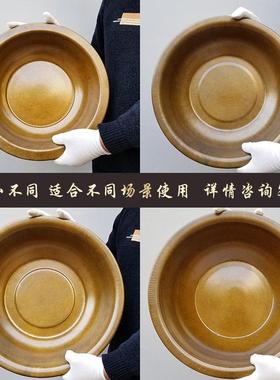 黄铜加厚特大号纯手工铜盆结婚火锅老铜盆水脸盆洗脚盆家用盆火盆