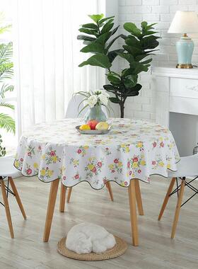 加厚大圆桌布防水防油免洗PVC田园桌垫塑料防烫餐厅饭店圆形台布