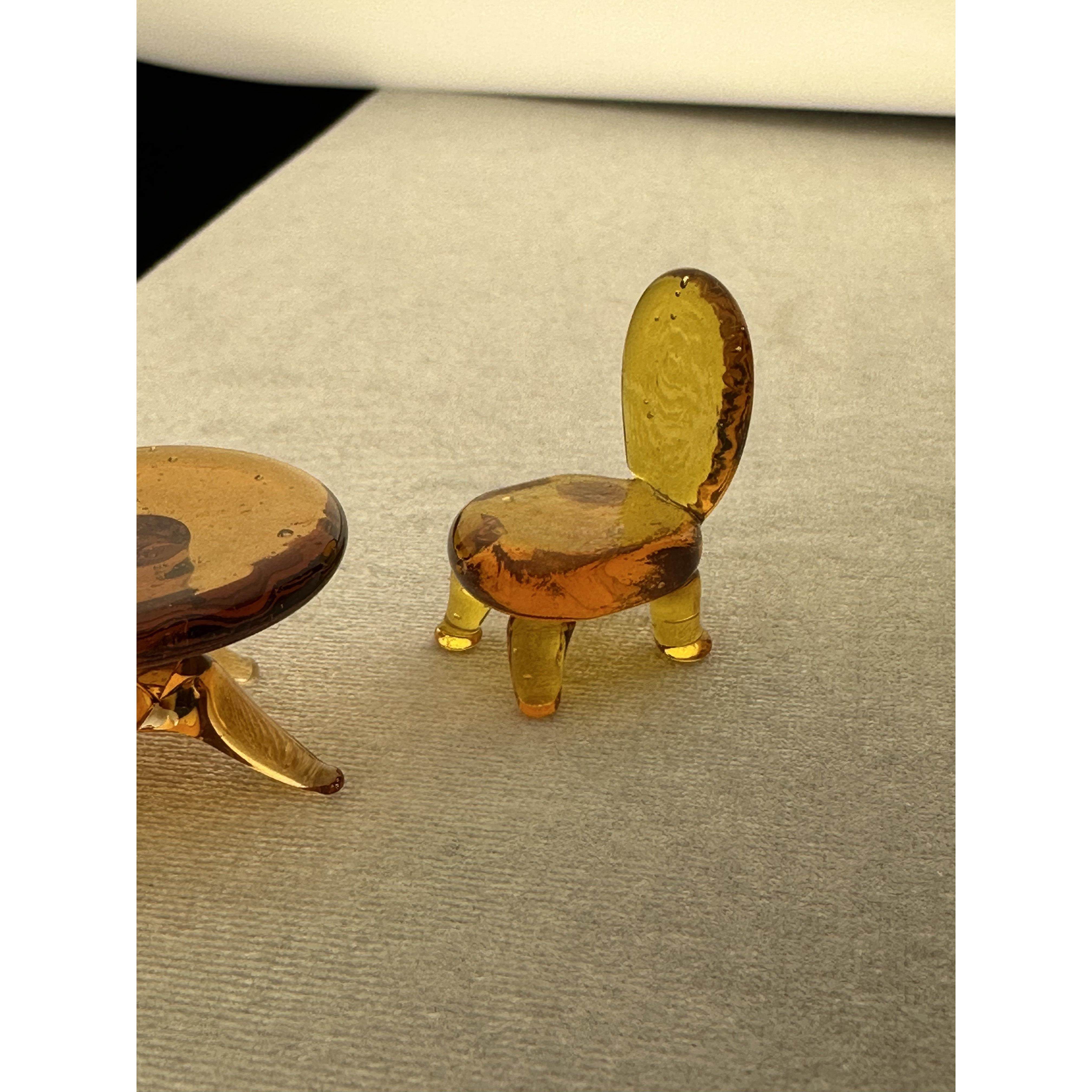 非遗玻淄博山可爱手作迷你手工制作桌子椅子琉璃微缩室内设计厨房,家居饰品,桌面摆件,淘宝优惠券,粉丝福利购,淘宝优惠卷