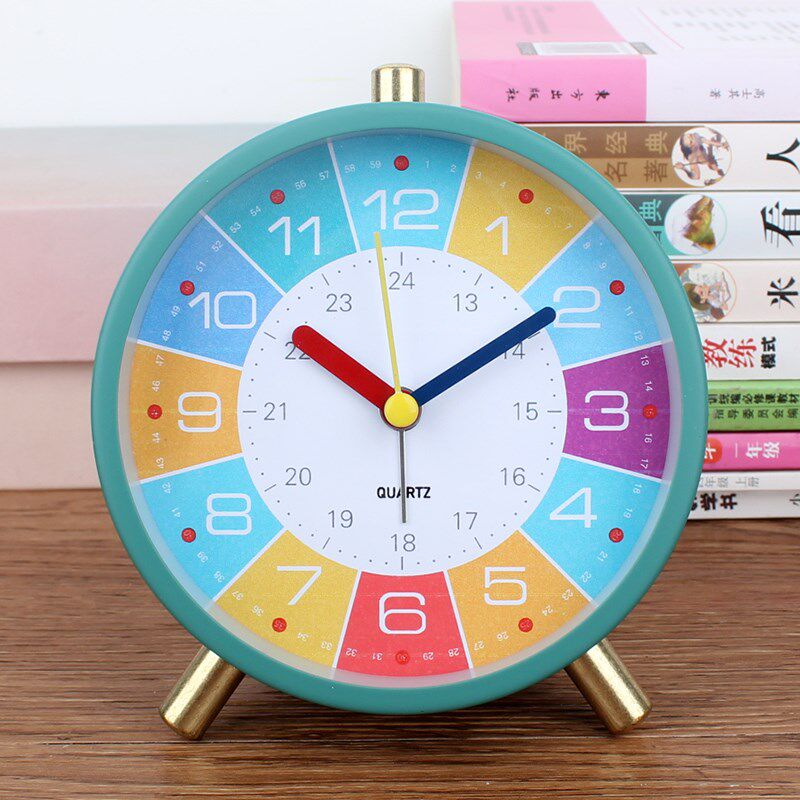 优选儿童闹钟宝宝启蒙早教床头钟夜灯静音走时学生卡通闹表学习书