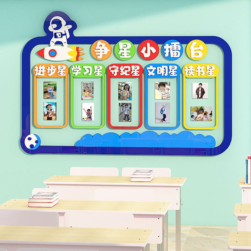 优选每周班级之星文化墙贴开学布置教室装饰中小学评比栏光荣榜照