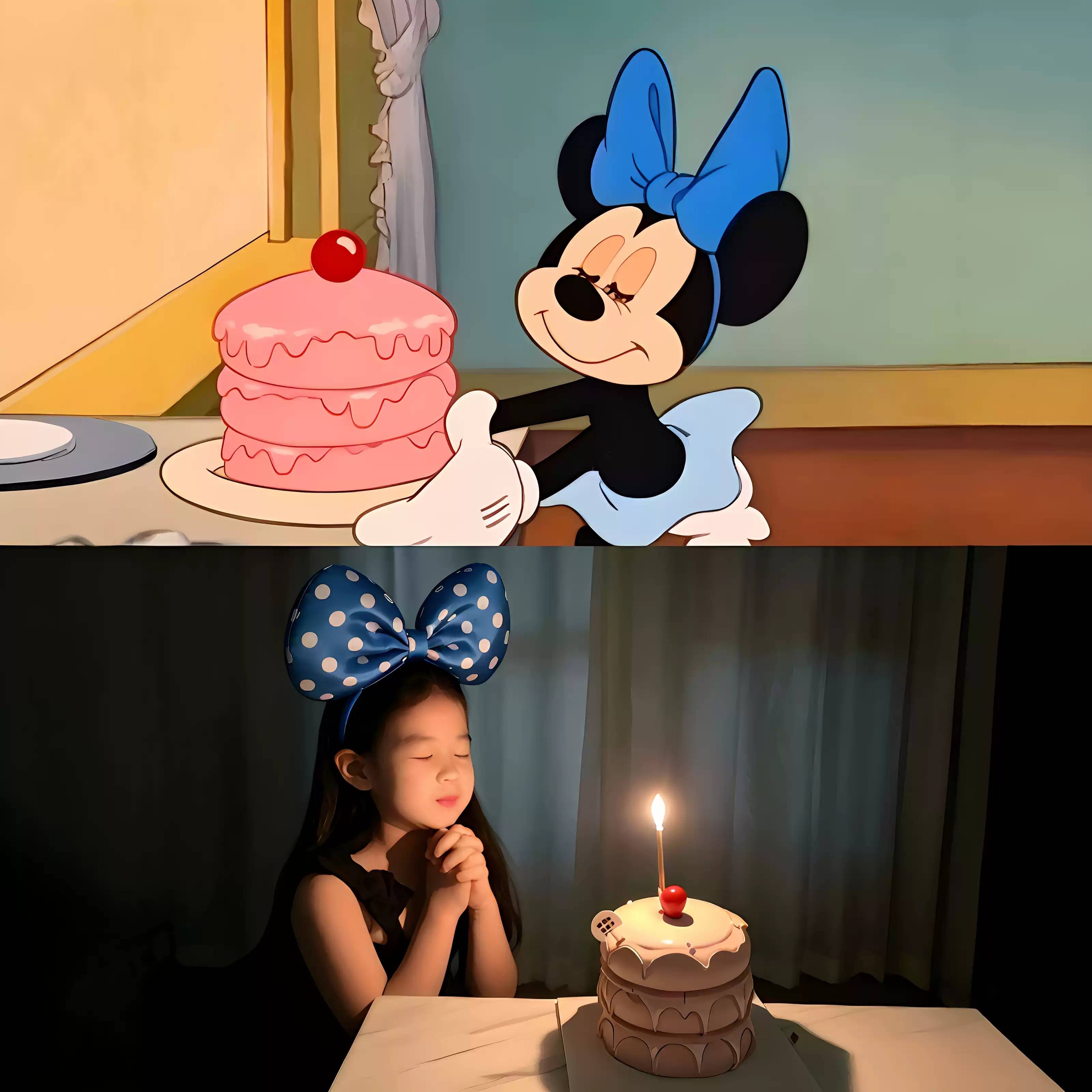 蓝白波点蝴蝶结米妮发箍宝宝生日
