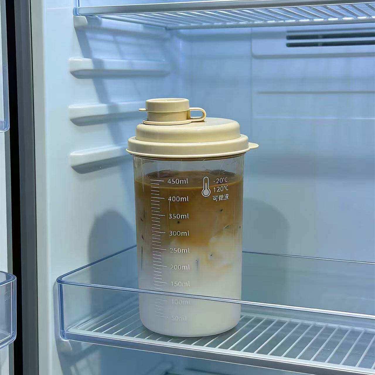 透明冷萃杯塑料杯450ml刻度杯咖啡杯随手杯可微波炉加热水杯女生
