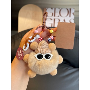 热巴同款 可爱小煤球学生包包挂件书包丑东西公仔挂饰汽车钥匙扣女