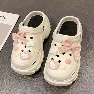 洞洞鞋女款2026新款可爱小狗拖鞋女秋外穿豆豆鞋网红爆款黑色凉鞋