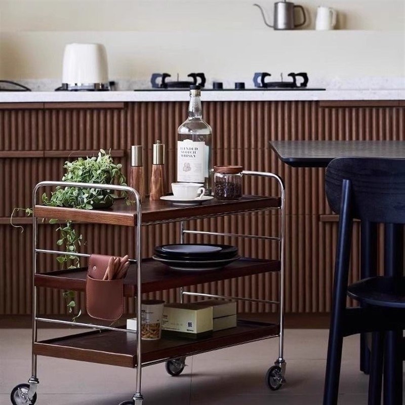 实木沙发边几可移动带轮小推车小户型客厅茶几边柜角几收纳置物架