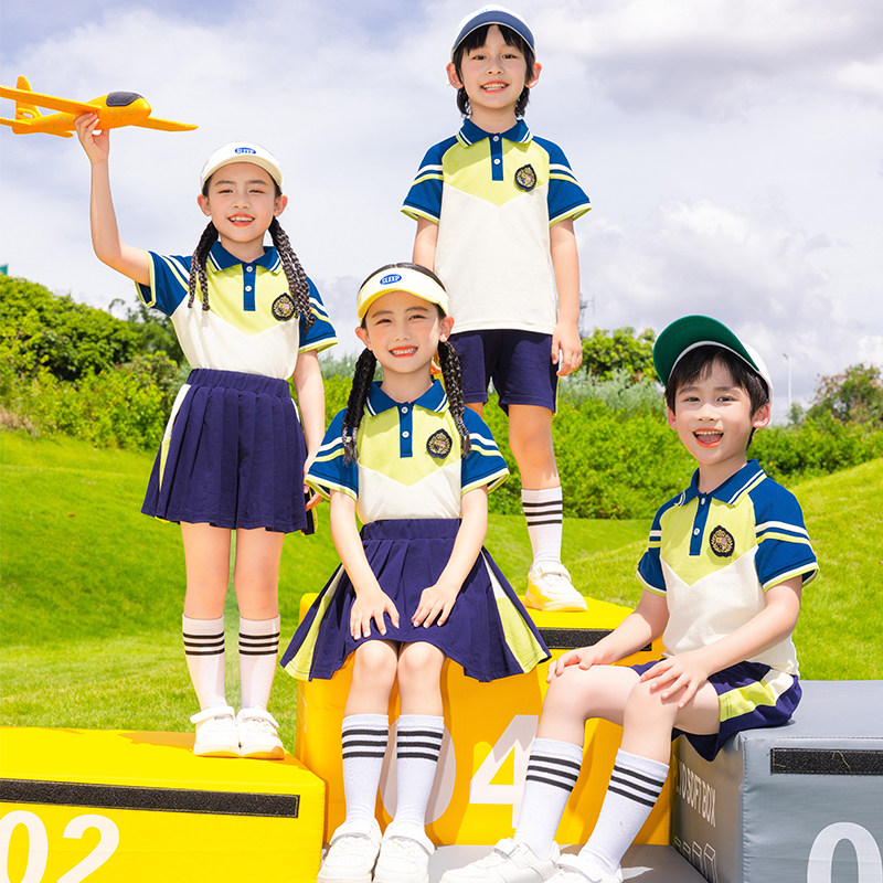 儿童短袖套装校服夏季幼儿园薄款园服学生班服校园风教师工作服