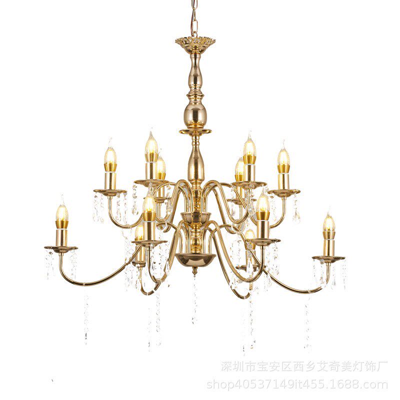 新款金色水晶铁艺婚庆吊水婚礼现场布置发光婚庆道具顶部装饰吊灯