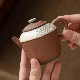 复古手工泡茶壶带过滤家用泡茶器陶壶 描银老陶泥祥云茶壶单个日式