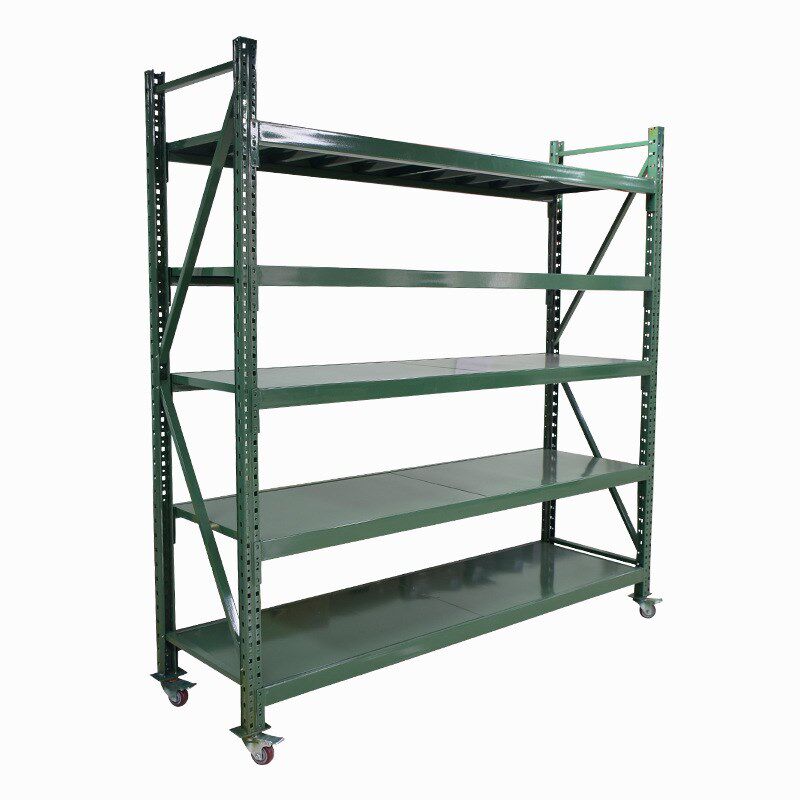 轻型中型带轮移动货架简易组装可调节仓库家用重型仓储置物铁架子