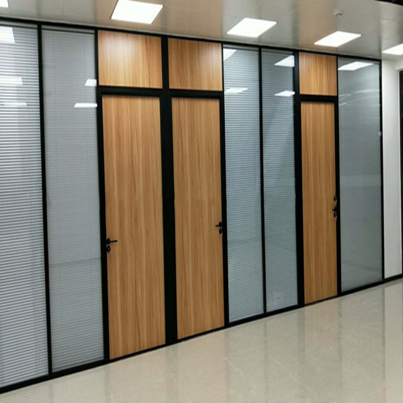 南京办公室玻璃隔断墙铝合金双玻百叶隔墙隔音防火钢化玻璃门