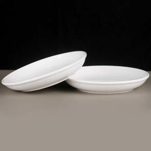 8英寸圆形纯白盘微波炉 6个陶瓷厚边圆盘家用菜盘子饭馆酒店碟子7