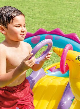 INTEX57135恐龙喷水池充气海洋球池婴幼儿戏水池游泳池加厚钓鱼池