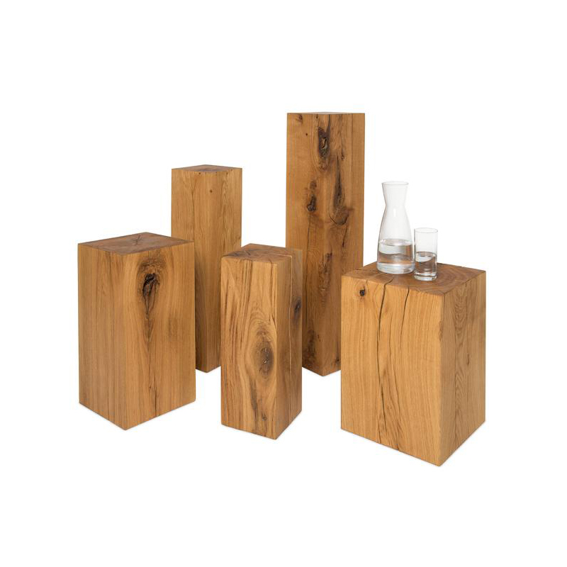 优选方形木墩子民宿摆件花架木墩树桩底座家用原木坐凳实木凳子小