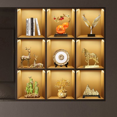 现代简约轻奢高级感客厅酒柜摆件高端大气上档次工艺品装饰品套装