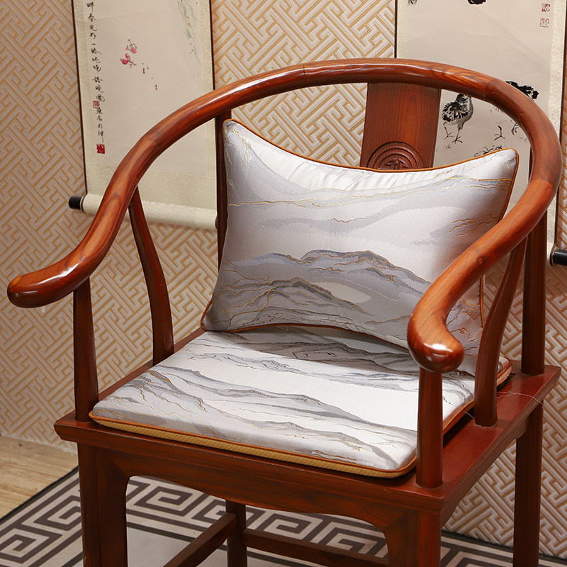 优选山水新中式红木沙发坐垫座椅垫家具餐椅太师椅圈椅垫茶桌椅凳