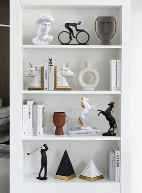 优选现代风家居酒柜电视柜书柜装饰品摆件树脂陶瓷工艺品摆件黑白