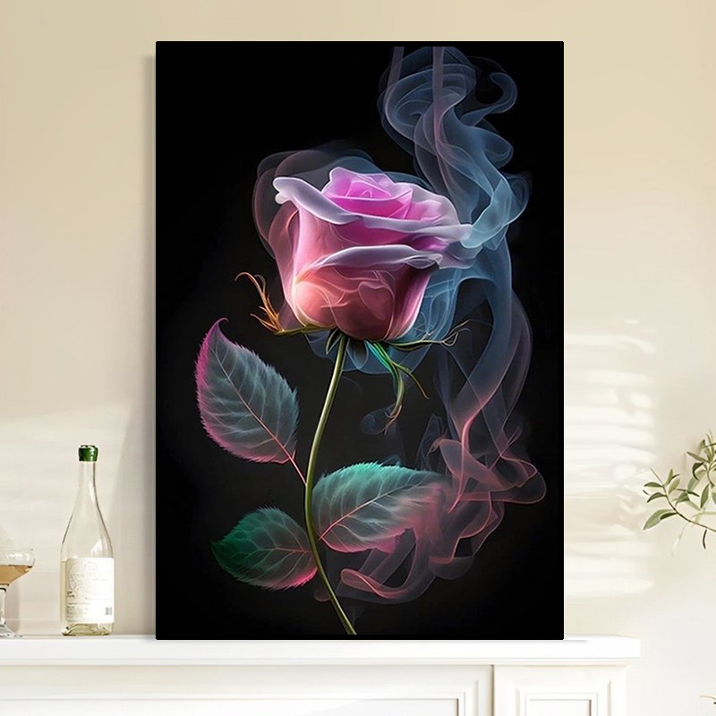 玫瑰花卉钻石画2024新款手工简单小幅5d点贴钻十字绣客厅餐厅满钻